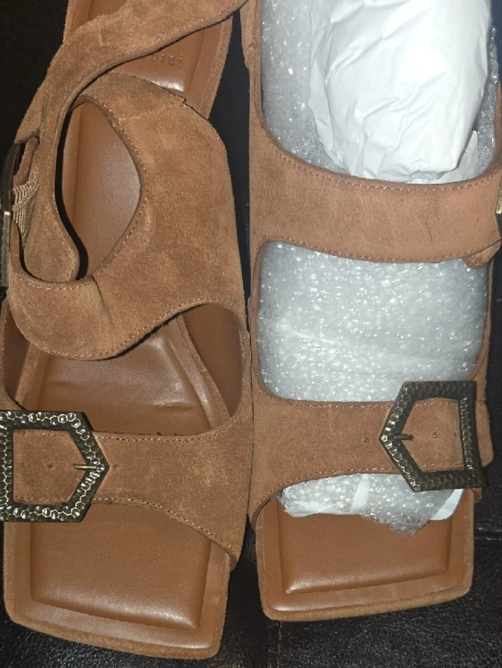 Gianni Bini Tan Suede Slingback Heels with Buckle Accent